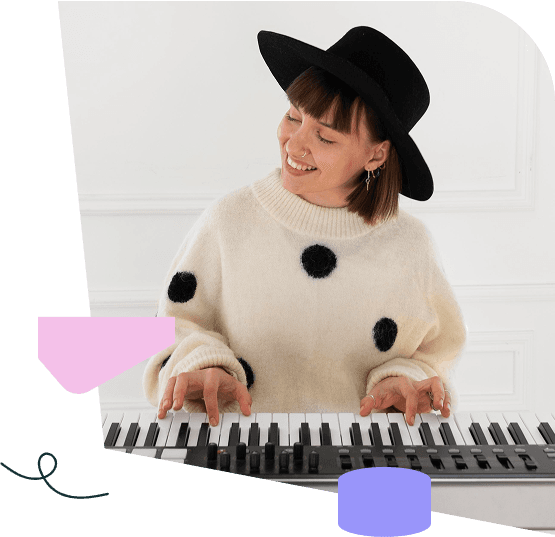 Student playing piano